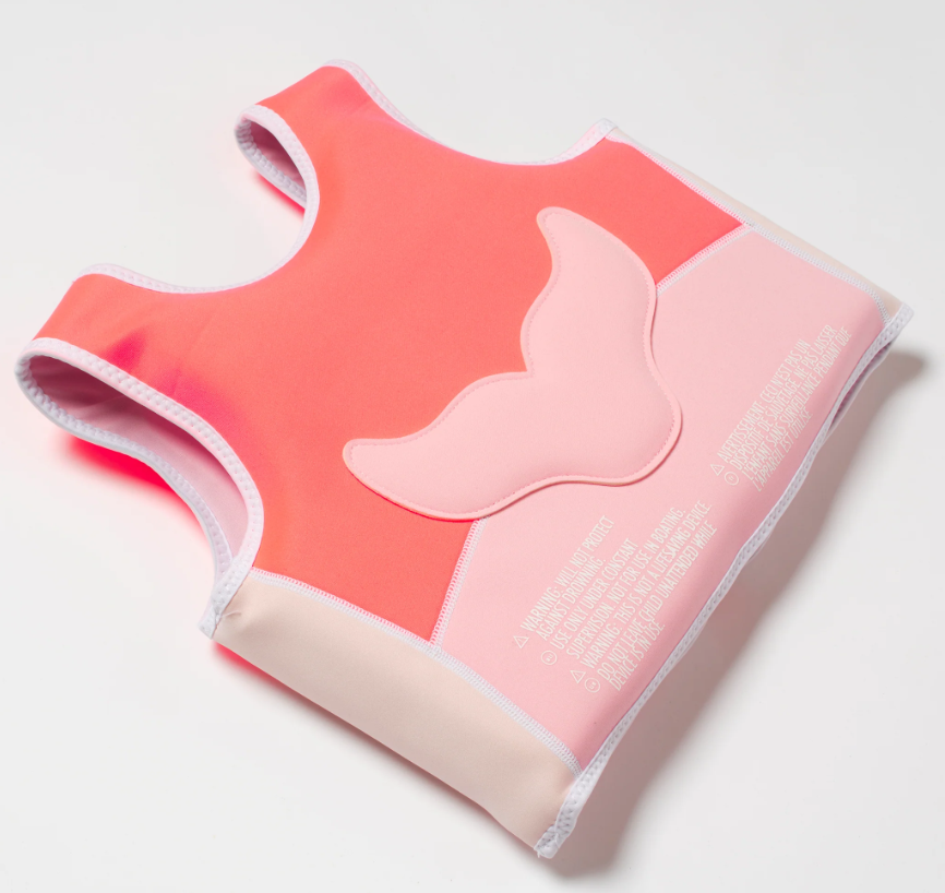 SUNNYLIFE Melody the Mermaid Swim Vest 3-6 Neon Strawberry