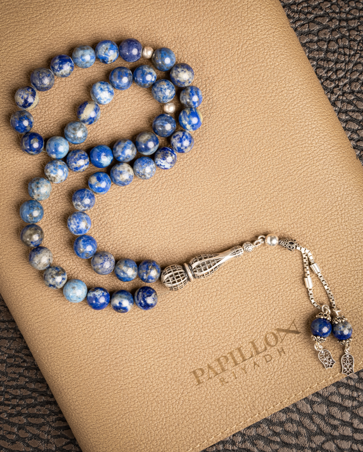 Lapis Lazuli Subha with Silver Accents – 45 Beads