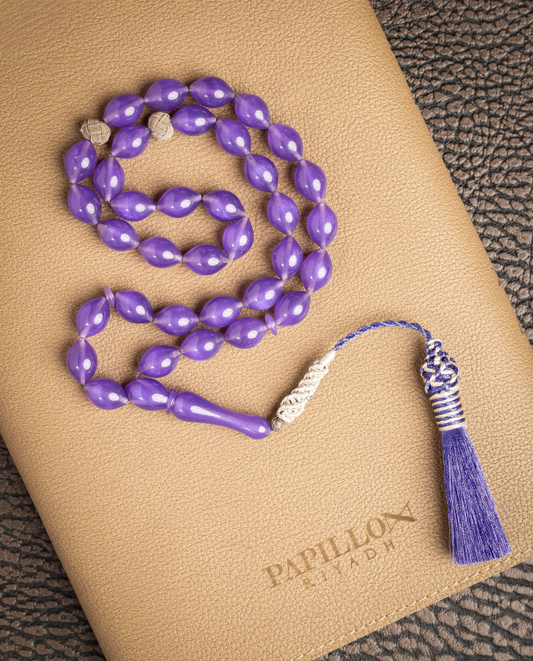 Lavender Bakelite Subha with Zari Tassel – 35 Beads