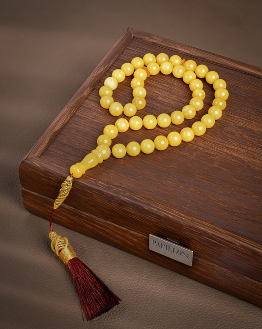 Amber Subha with Zari Tassel – 45 Beads - Maroon Head