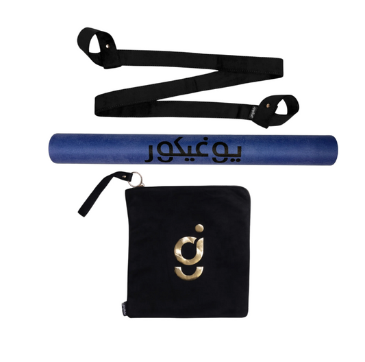 YOGIKOR Travel Yoga Mat Set - Blue Arabic Mandala