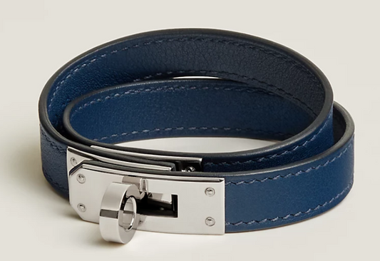 HERMES Kelly Double Tour Bracelet - Blue Palladium
