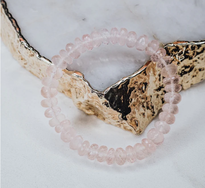 LINDEZA Rose quartz hand made faceted bracelet