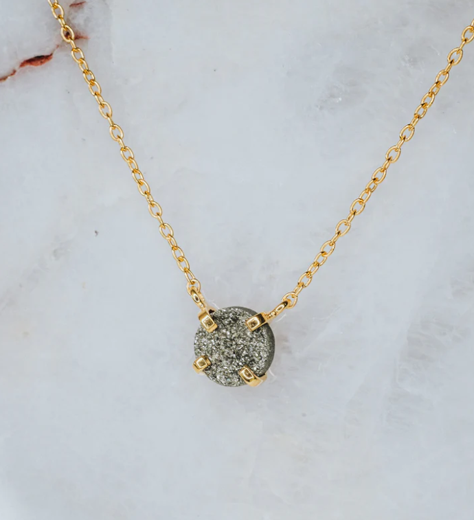 LINDEZA Pyrite necklace 18K gold plated