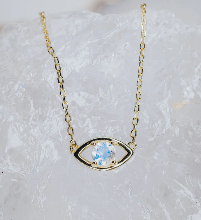 Moonstone eye necklace gold plated