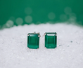 Load image into Gallery viewer, LINDEZA Green onyx rectangular stud earrings
