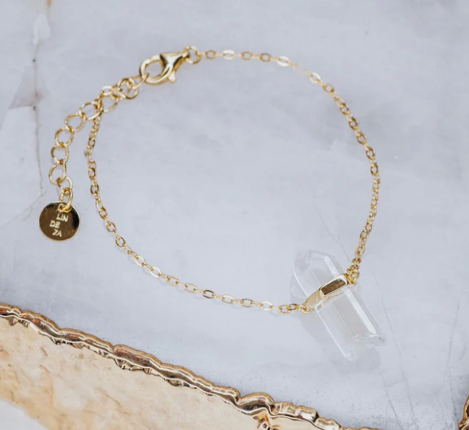 Clear quartz sterling silver bracelet