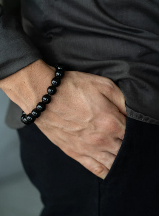 Black Onyx beaded bracelet 12 mm
