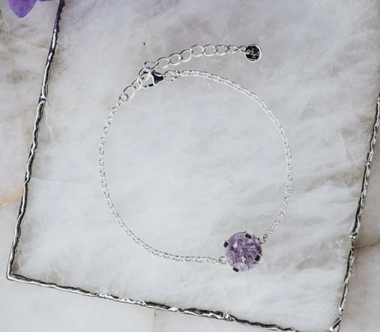 Amethyst druzy silver bracelet