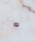 Load image into Gallery viewer, LINDEZA Amethyst 14K plated rectangular necklace
