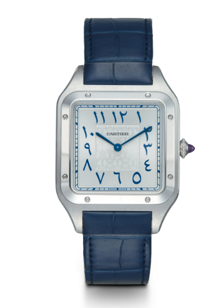 CARTIER Santos XL Patinuim with Blue Strap