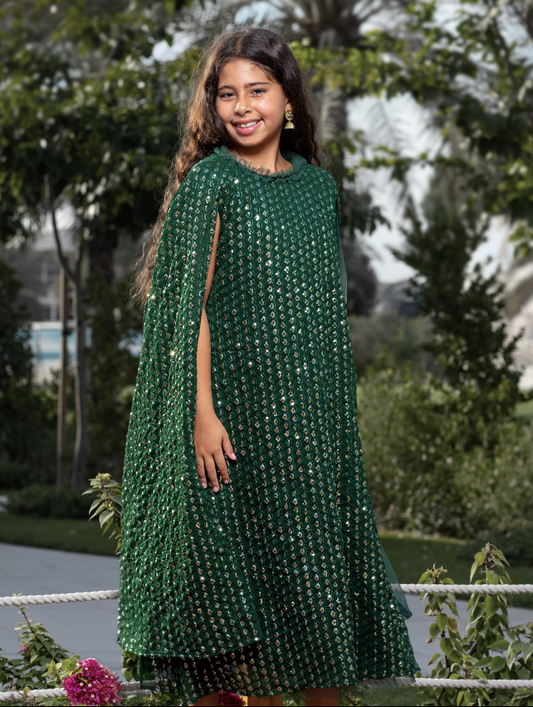 REDBOW Green and Gold National Day Dress Girls 8-10 years old - 1