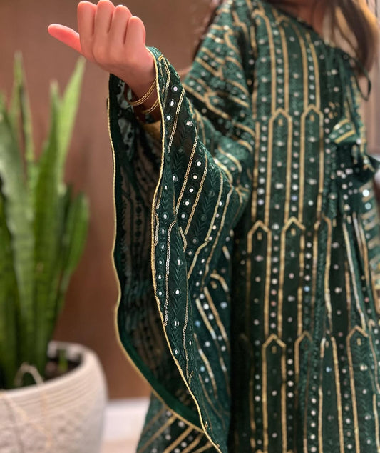 Green National Day Dress Girls 8-10 years old