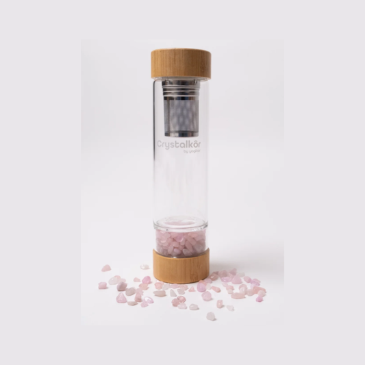 YOGIKOR Crystalkor Rose Quartz - Crystal Chips Water Bottle