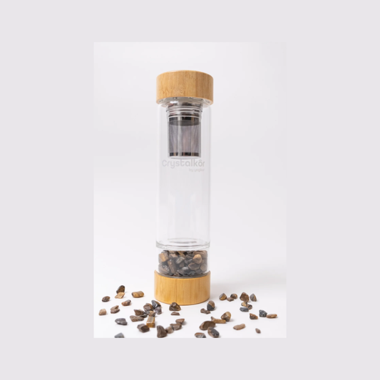 YOGIKOR Crystalkor Tiger Eye - Crystal Chips Water Bottle