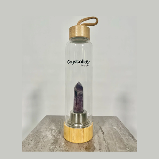 YOGIKOR Pillar Crystalkor Water Bottle - Amethyst Crystal