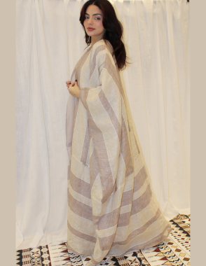 ALWAFRAH Beige linen Abaya with White Dress