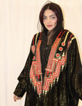 Load image into Gallery viewer, ALWAFRAH Black Velvet with Gold Embroidery Abaya

