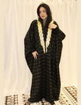 Load image into Gallery viewer, ALWAFRAH Black and Gold linen Abaya with Dress
