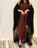 Load image into Gallery viewer, ALWAFRAH Black Linen Abaya with Red Dress
