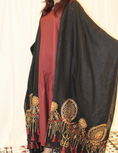 Load image into Gallery viewer, ALWAFRAH Black Linen Abaya with Red Dress

