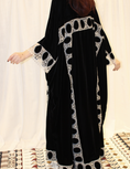 Load image into Gallery viewer, ALWAFRAH Black - White Velvet Abaya with Dress
