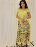 Load image into Gallery viewer, ALWAFRAH Green Abaya with Yellow Caftan
