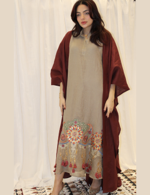 Maroon abaya with caftan
