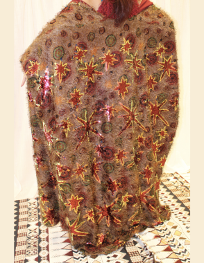 ALWAFRAH Maroon Abaya with Feather Dress