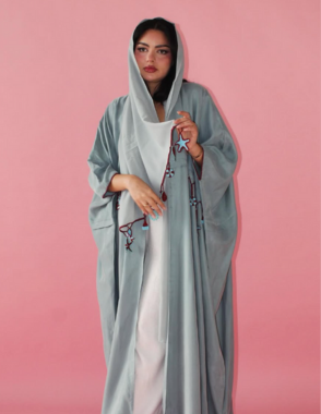 ALWAFRAH Light Blue Silk Abaya
