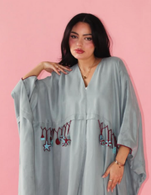 Summer Abya Light blue silk abaya