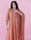 Load image into Gallery viewer, ALWAFRAH Orange Silk Abaya
