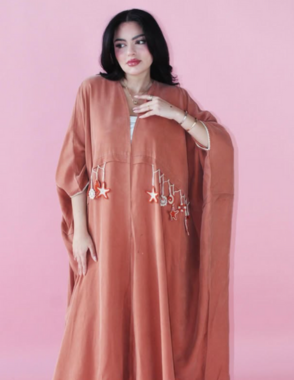 ALWAFRAH Orange Silk Abaya