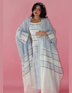 Summer Abaya -Light blue linen abaya - dress