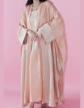 ALWAFRAH Orange linen Abaya & Dress