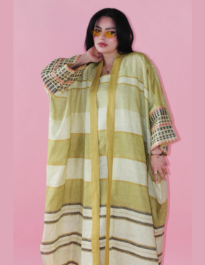 ALWAFRAH Yellow linen Abaya & Dress