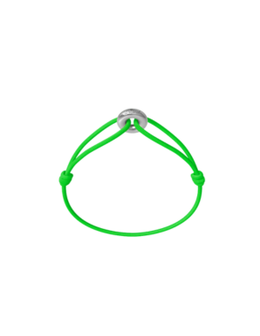 WECORD Mini Silver Soho Bracelet with Neon Green Cord