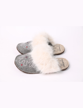 WOOLEN STOCK Arwa Flower Gray Sandals Size 38
