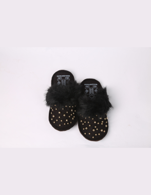 WOOLEN STOCK Mouna Velvet Black Sandals Size 40