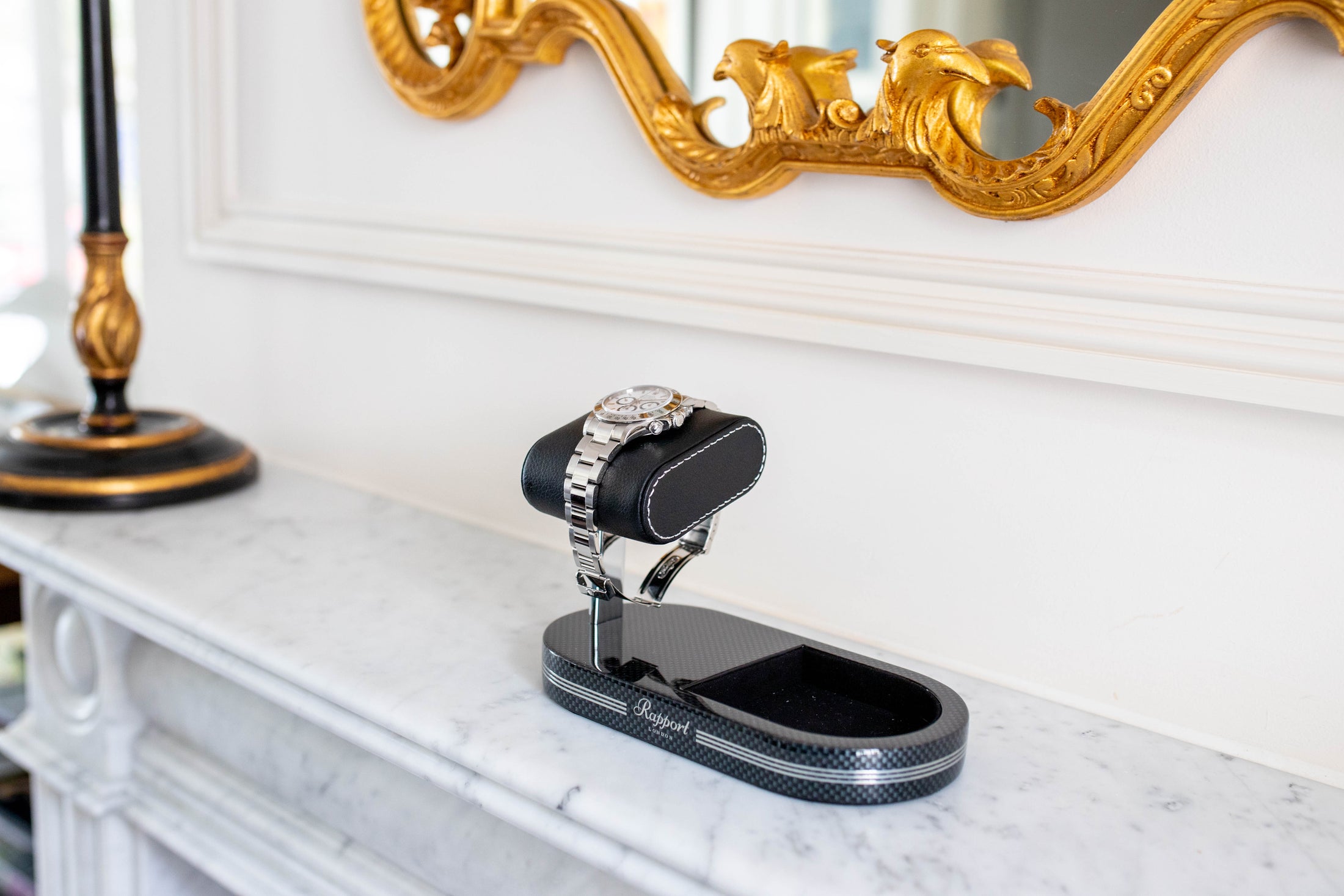 Formula Watch Stand With Tray - Carbon Fibre