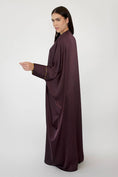 Load image into Gallery viewer, Briolette abaya Beaded Burgundy Silk Crepe-58
