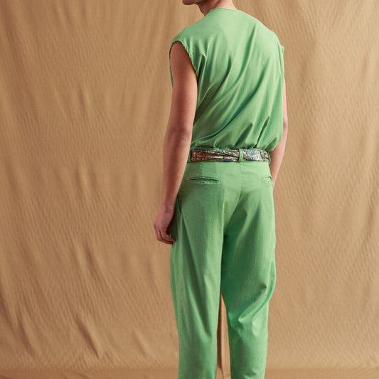 DEEP-PLEATED PANTS KULE GREEN SM