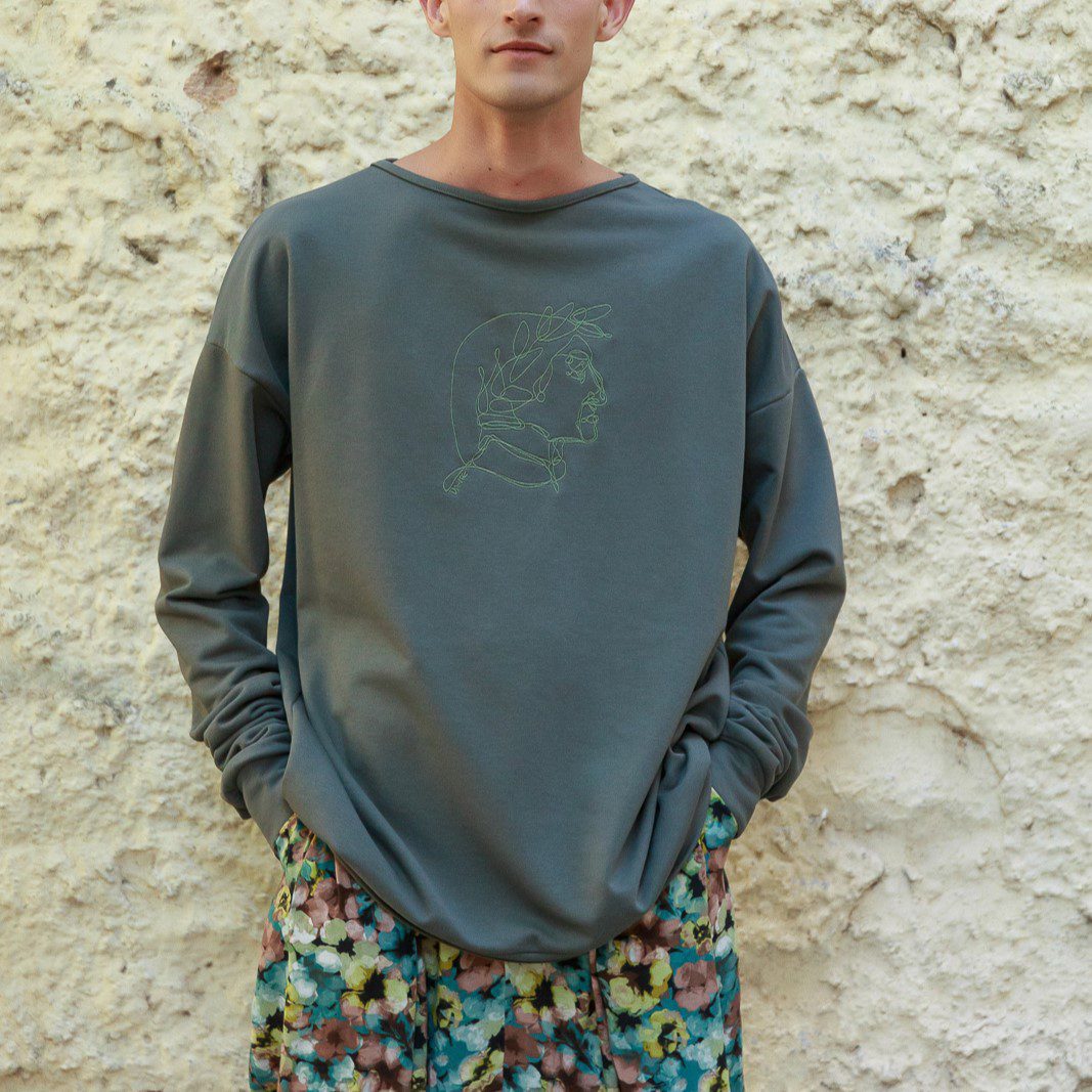 EMBROIDERED SWEATER DANTE KHAKI ML