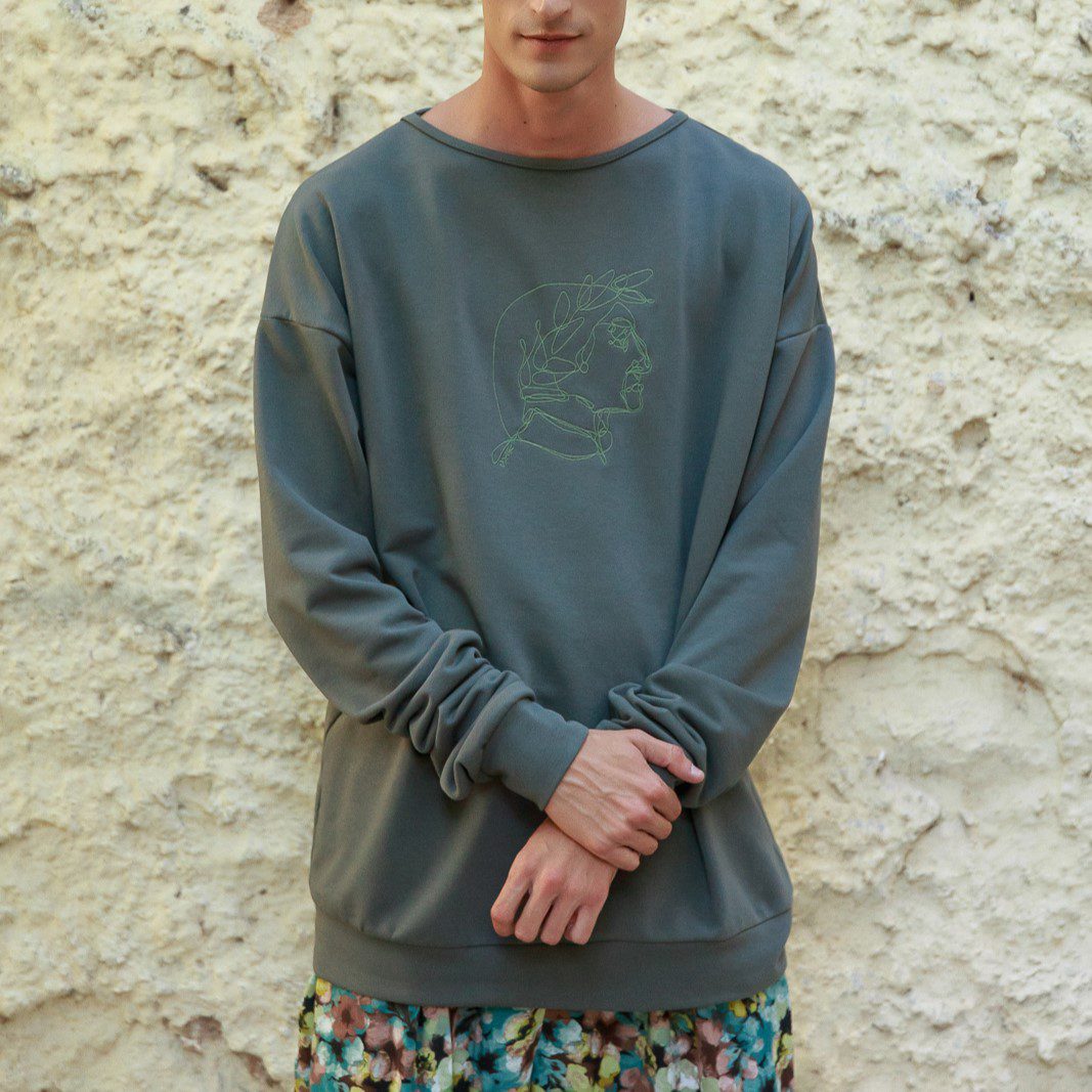 EMBROIDERED SWEATER DANTE KHAKI SM