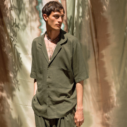 DANTE Shirt Tid Lin Khaki - Small Medium