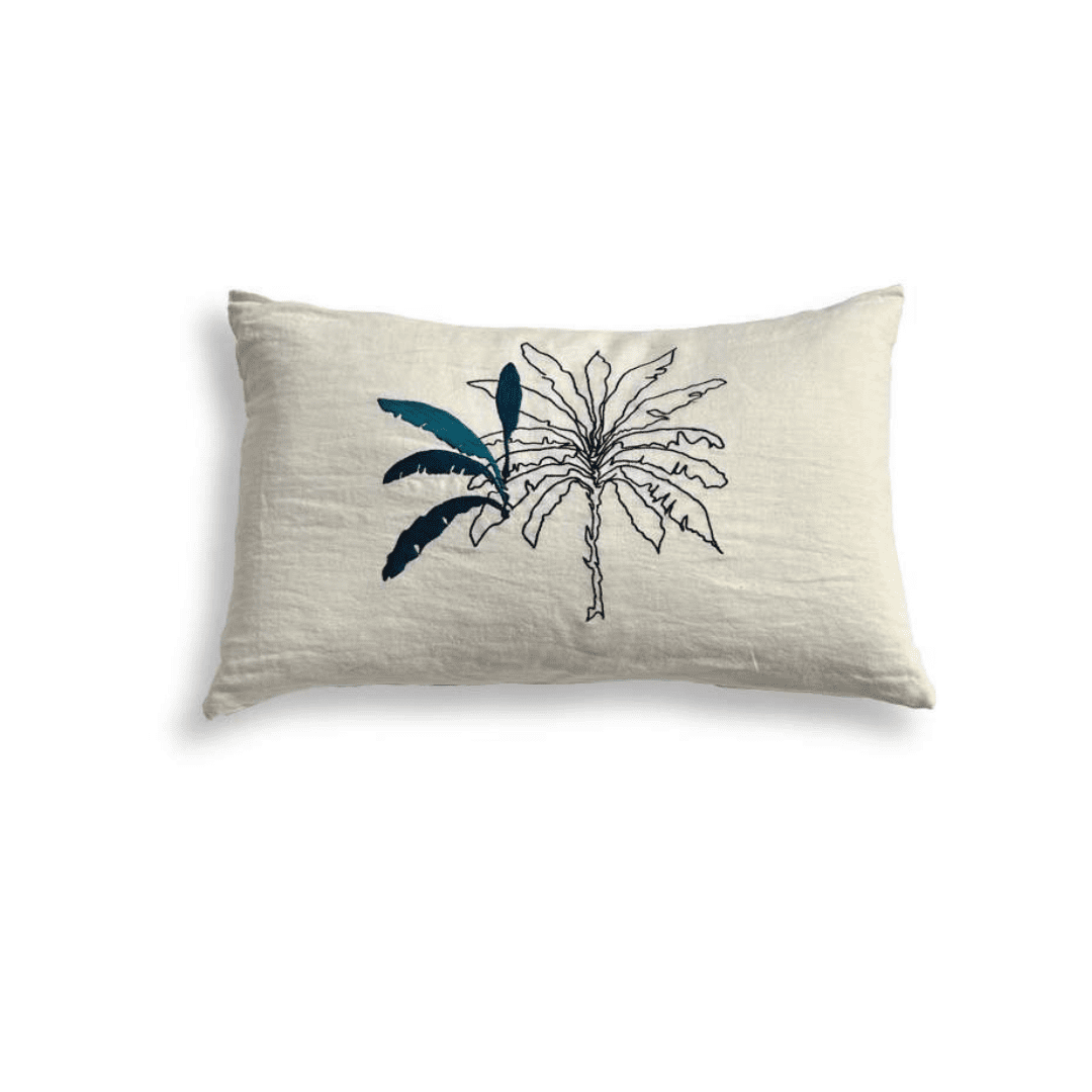 DANA AL GHALIB Blue Palm Pillows 30 cm x 53 cm