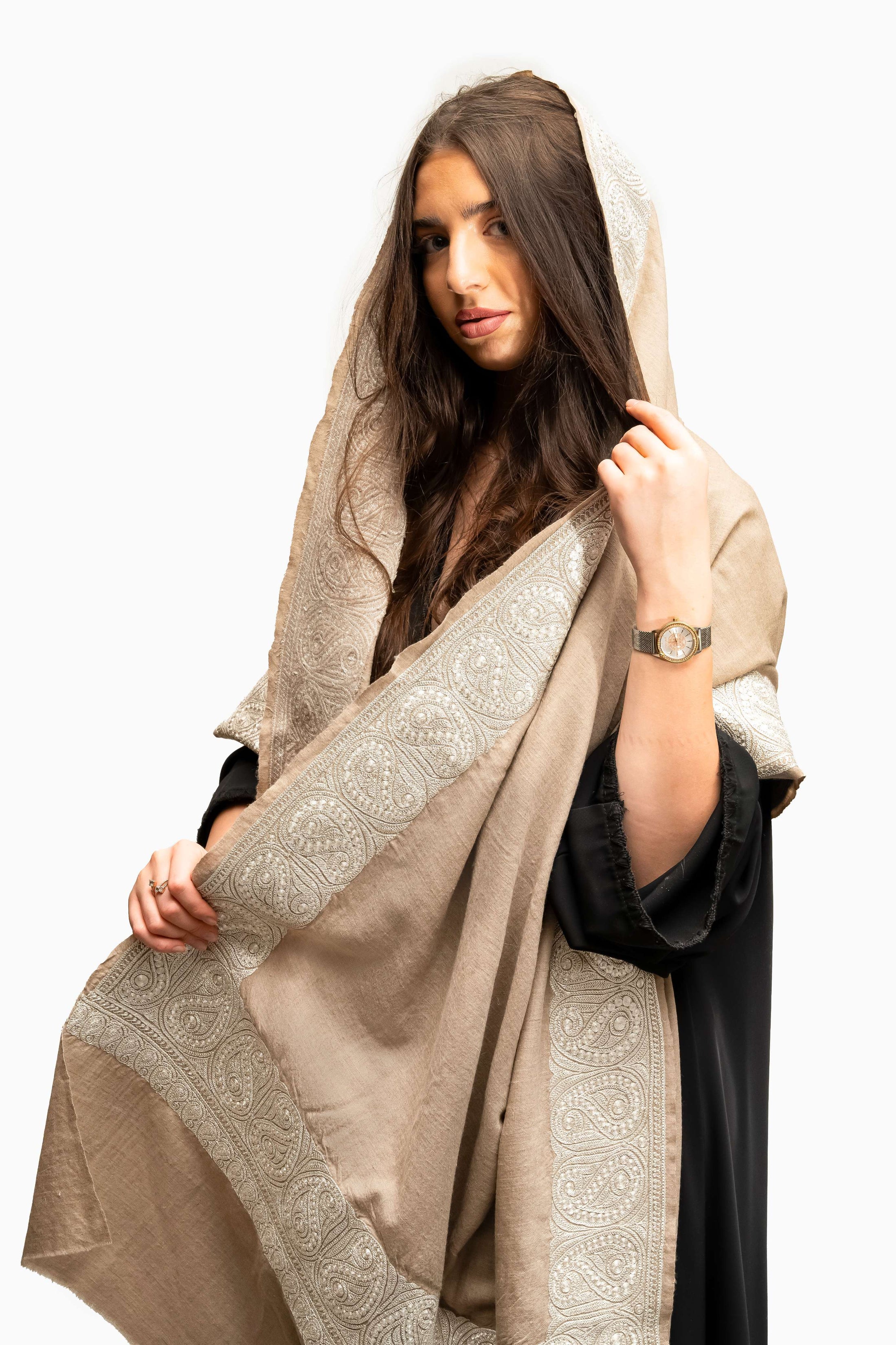Pashmina Limited Edition Silver Tila Work