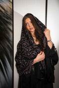 Load image into Gallery viewer, Pashmina Jaal Allover Black with Blue Embroidery
