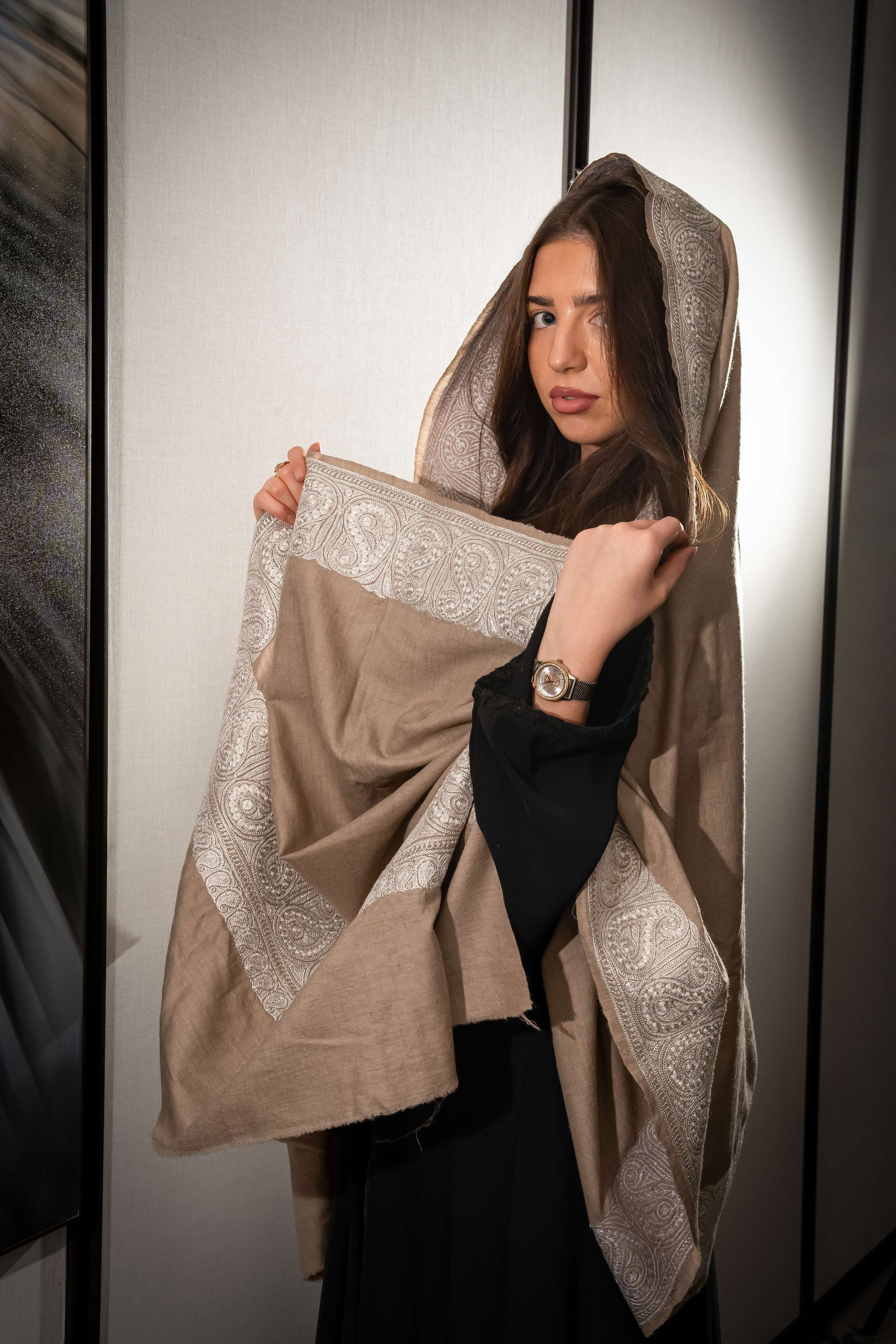 Pashmina Limited Edition Silver Tila Work