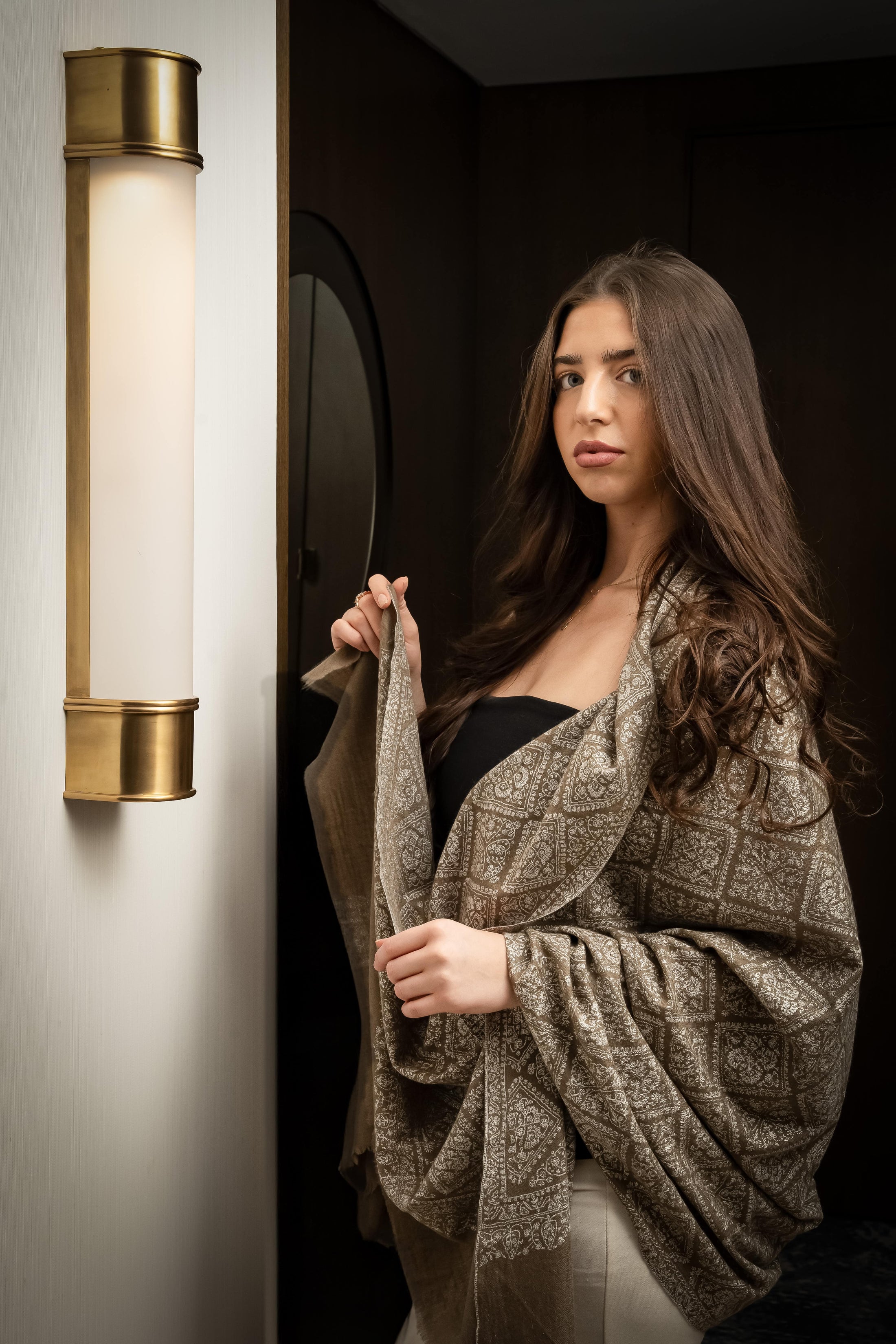 Pashmina Jama Souzni Dark beige